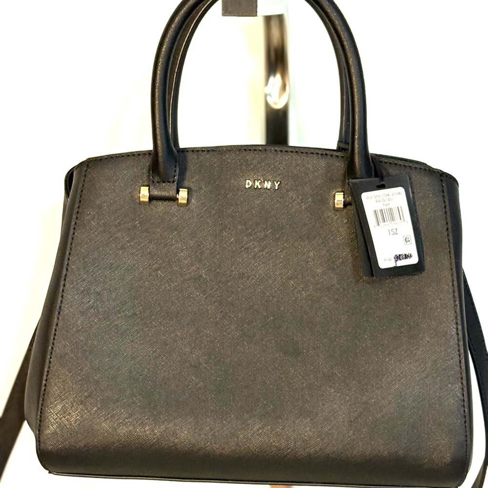 DKNY Vela Triple Compartment Black Satchel